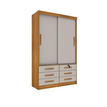Imagem de Guarda Roupa Casal Chicago 2 Portas 6 Gavetas S/Espelho Tcil Cinamomo/Off White