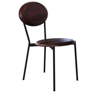 Imagem de Cadeira Estofada Para Sala De Jantar Azuri Preto C01 Courino Café - Lyam Decor