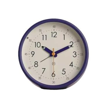 Imagem de Despertadores Despertador analógico redondo operado por bateria para sala de estar cozinha quarto escritório escola dormitório cabeceira despertador Relógio de cabeceira(Purple)