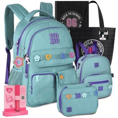 Imagem de Kit Mochila Rb Rebecca Bonbon Lancheira Estojo Lançamento, Azul