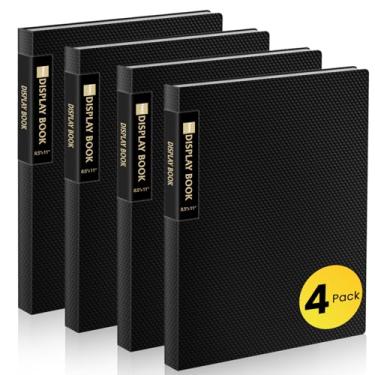 Imagem de Pacote com 4 fichários de 30 bolsos com mangas de plástico 21 x 28 cm, pasta Sooez para portfólio de arte resistente com protetores de folha transparentes, exibição de 60 páginas, livro de