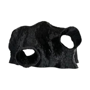 Imagem de Fenteer Abrigo em forma de caverna para aquário, abrigo para ciclídeos, versátil e decorativo, para peixes betta, decoração criativa para aquário, casa para, Preto