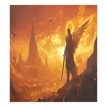 Imagem de Arcanjo guerreiro fantasia adesivo magnético lava-louças à prova d'água geladeira capa magnética portátil bancada lava-louças capa 58 x 66 cm