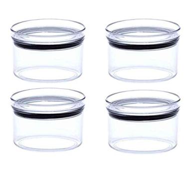 Imagem de 4 Potes Herméticos Redondo Empilháveis 480ml para armazenamento de alimentos