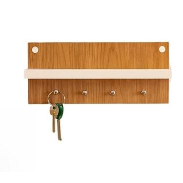 Imagem de Porta Chave Com Prateleira Decorativo Porta Celular Porta Carteira 4 ganchos- Ideal para Entrada, Quarto ou Escritório - Decoração e Praticidade