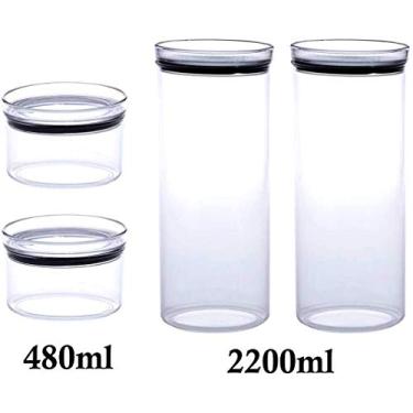 Imagem de 4 Potes Herméticos Redondo 480ml e 2200ml para armazenamento de alimentos