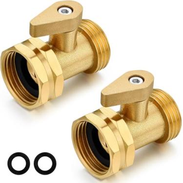 Imagem de SIGURANTA Válvula de corte de mangueira de jardim, mangueira de jardim de latão sólido resistente de 3/10.2 cm conexão para válvula de fechamento válvula de esfera (2 conjuntos)