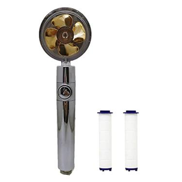 Imagem de Chuveiro de mão acionado por hélice de alta pressão, cabeça de chuveiro fluxo de economia de água rotação de 360 graus, chuveiro multicolorido no banheiro chuveiro de hélice de chuveiro