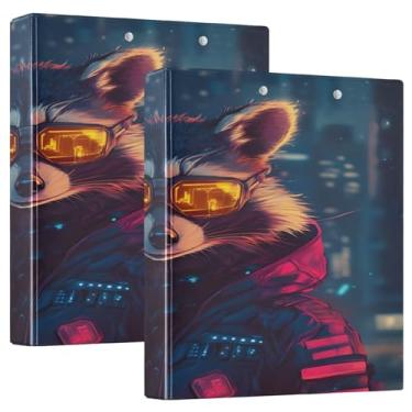 Imagem de Fichário chique de guaxinim preto, com 3 anéis, comporta 200 folhas, 2 pastas de arquivo