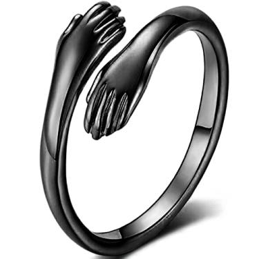 Imagem de Anel de aço inoxidável com design de abraço e compromisso de compromisso, Metal, Zircônia cúbica