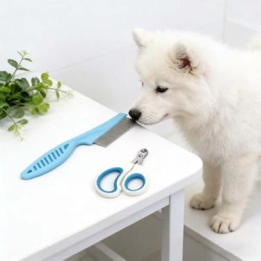 Imagem de 2 peças de cortadores de unhas específicos para animais de estimação, kit de cuidados para gatos, evitando cortes excessivos, cortadores de unhas e pente de dentes finos para gatos para aparar unhas e