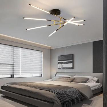 Imagem de Luminária de teto LED moderna, dimerizável, com controle remoto, para sala de estar, quarto, cozinha e sala de jantar (8 lâmpadas).