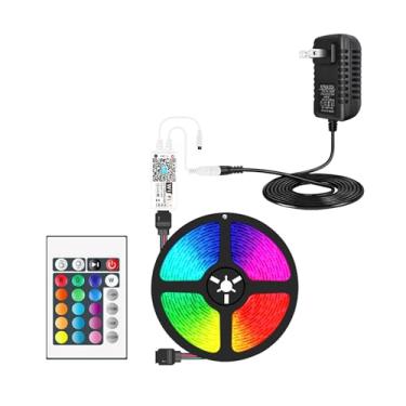 Imagem de Fitas de LED RGB Wi-Fi com Controle Remoto IR e Controlador por APP Voz Timer Mudança Cor LEDs 5050 para Quarto Teto Festa 150