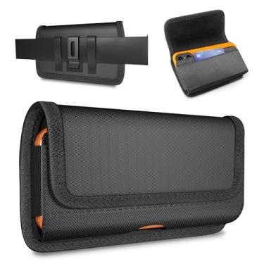 Imagem de BOMEA Coldre de nylon atualizado para iPhone Pro Max & Plus modelos 16 15 14 13 12 11, suporte de clipe de cinto para celular para Samsung Galaxy S25+ S24+ S23+ S22+ S21+, bolsa para cartão de