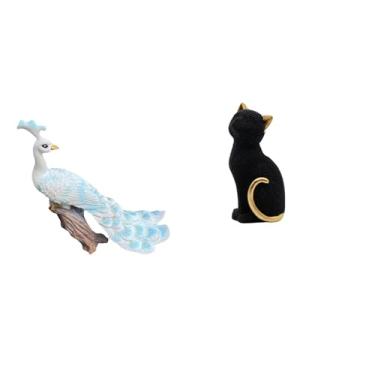 Imagem de Whtkoph Escultura Majestosa de Gato, Figura Decorativa em Resina para Jardim, Estátua Colecionável para Casa, Pátio, Entrada, Estante, Sala de Estar.