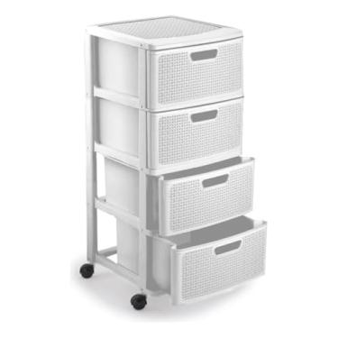 Imagem de Cômoda grande com rodinhas e 4 gavetas. (Branco)