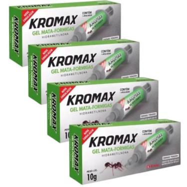Imagem de Mata Formigas Gel Kromax Seringa 10gr un, kit4unidades
