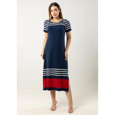 Imagem de Vestido Midi Pau a Pique Listrado Azul Marinho