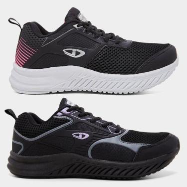 Imagem de Kit Tênis Kurz Impacto com 2 Pares Feminino, Preto, 36