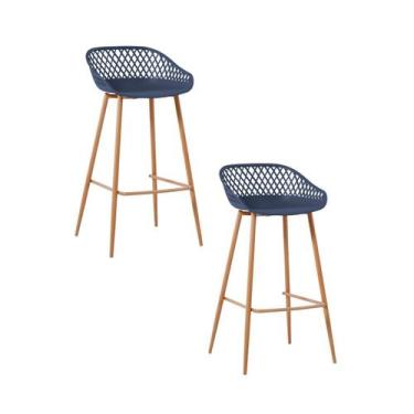 Imagem de Kit 2 Banquetas Alta Polipropileno e Aço Mônaco Espresso Móveis