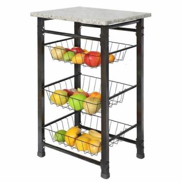Imagem de Fruteira De Chão Com 3 Cestos Removiveis Com tampo forte de pedra De m