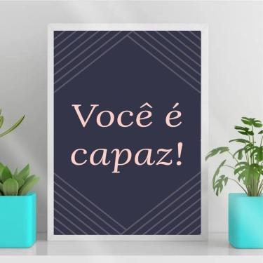 Imagem de Quadro Decorativo Frase Você É Capaz 33x24cm - Vidro Branca