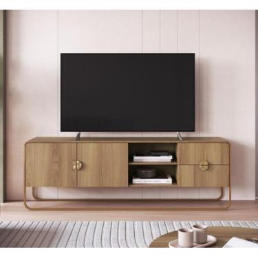 Imagem de Rack Orgânico 180cm 2 Portas 2 Gavetas Pé Metal Luna Móvel na Caixa - 