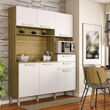 Imagem de Armário De Cozinha Compacta 6 Portas E 2 Gavetas 160 Cm Duquesa Freijó-supremo - Pallazio