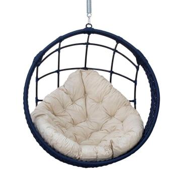 Imagem de Balanço Ninho Suspenso Almofada Impermeável Branco Corda Náutica Azul + Mola E Mosquetão