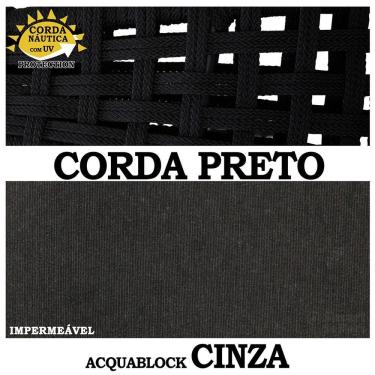 Imagem de Balanço Ninho Suspenso + Mola E Mosquetão Corda Náutica Preta Almofada Impermeável Cinza