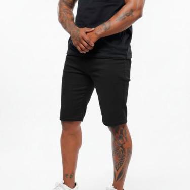 Imagem de Bermuda Jeans Sarja Skinny Masculino - Volgue, Preto, 42