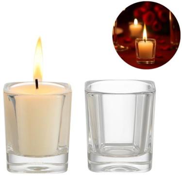 Imagem de Copo Castiçal Vidro Quadrado 70ml Porta Velas Multiuso - Freecom