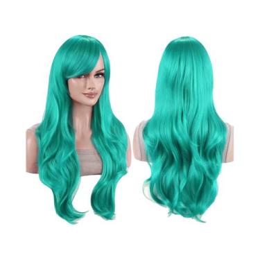 Imagem de Peruca Sintética Colorida De 70cm Com Ondas E Franja Para Mulheres, Fa