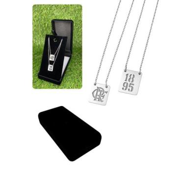 Imagem de Kit Presente Caixinha Veludo+Cordão Escapulário Flamengo Aço - Visujoi