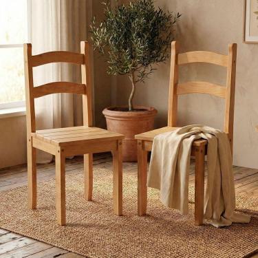 Imagem de Kit 2 Cadeiras Em Madeira Maciça Amêndoa Marin