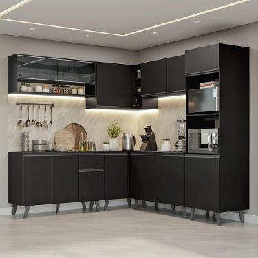 Imagem de Armário de Cozinha Completa de Canto 445 cm Preto Nice Madesa 01