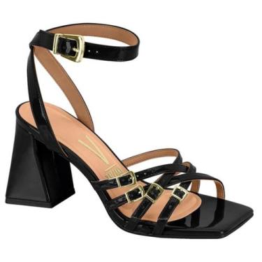 Imagem de Sandália Vizzano Feminina Fivelas Salto Alto Grosso 6464.140, Preto, 3