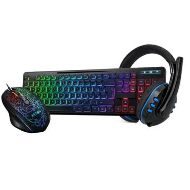 Imagem de Combo Gamer Teclado E Mouse Led Fone De Ouvido Headset Com Fio - Inova