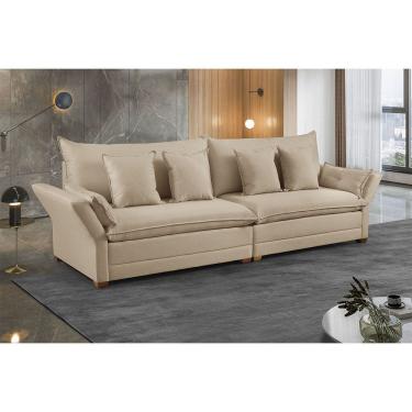 Imagem de Sofa Fixo 4 Lugares M-198 2,50m Molas Bonnel Almofadas Soltas Linho Estofados Martins