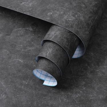 Imagem de Papel de parede de concreto cinza para descascar e colar, papel de contato de cimento cinza para bancadas, papel de parede removível à prova d'água para revestimento de parede de móveis envoltório de