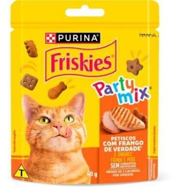 Imagem de Petiscos Friskies para gatos adultos sabor frango, fígado e peru 40g.