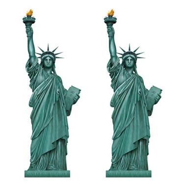 Imagem de Beistle Estátua articulada da Liberdade Cut Outs 2 peças decorações de festa da cidade de Nova York, 1,5 m, verde/preto/laranja/amarelo