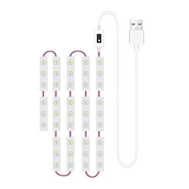 Imagem de Tingpai 14 PCS LED Luzes de espelho de maquiagem Sensor igente de controle de toucador Luzes de espelho pa banheiro Luz de espelho de banheiro com o USB de 1,5 m Luzes LED com fa a ajustável
