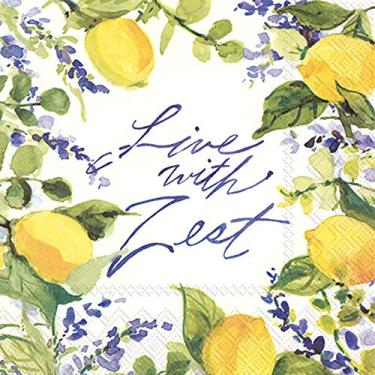 Imagem de Boston International IHR Guardanapos de papel para coquetéis de 3 camadas, 12,7 x 12,7 cm, Live With Zest