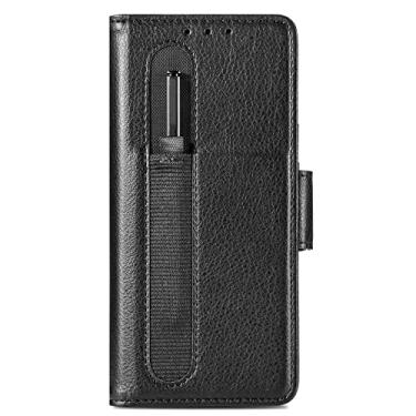 Imagem de Bolsa Carteira de Couro Business para Samsung Galaxy Z Fold3 Fold 4 Fold4 Fold 3 5G Bolsa Carteira Business Litchi Leather, Preta, para Samsung Z Fold 4
