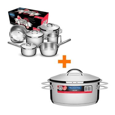 Imagem de Conjunto Panelas 6Pç + Panela 4,7L Inox Solar Tramontina