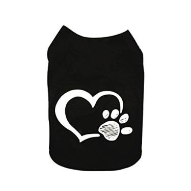 Imagem de Pet camiseta de algodão macio casaco pulôver pequeno cachorro gato gatinho jaqueta filhote roupa para Teddy Chihuahua Yorkshire Poodle Maltese filhote pug-preto tamanho