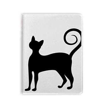 Imagem de Caderno de gato preto Mewing elegante com silhueta de animal, capa de goma