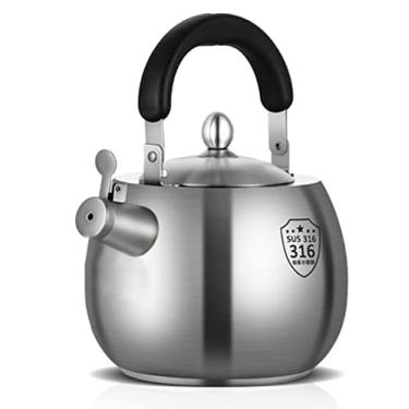 Imagem de Chaleira assobiando superior do fogão, chaleira de aço inoxidável 316 com tampa de bico à prova de poeira, chaleira de fogão a gás por indução, chaleira de água quente 4L-6L