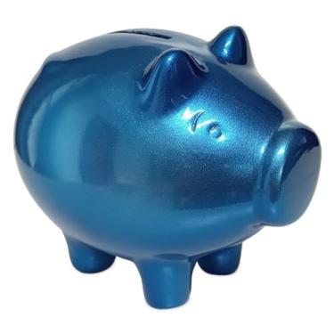 Imagem de Genérico, Cofre Porquinho Porco para guardar moedas Cerâmica Poupança Azul